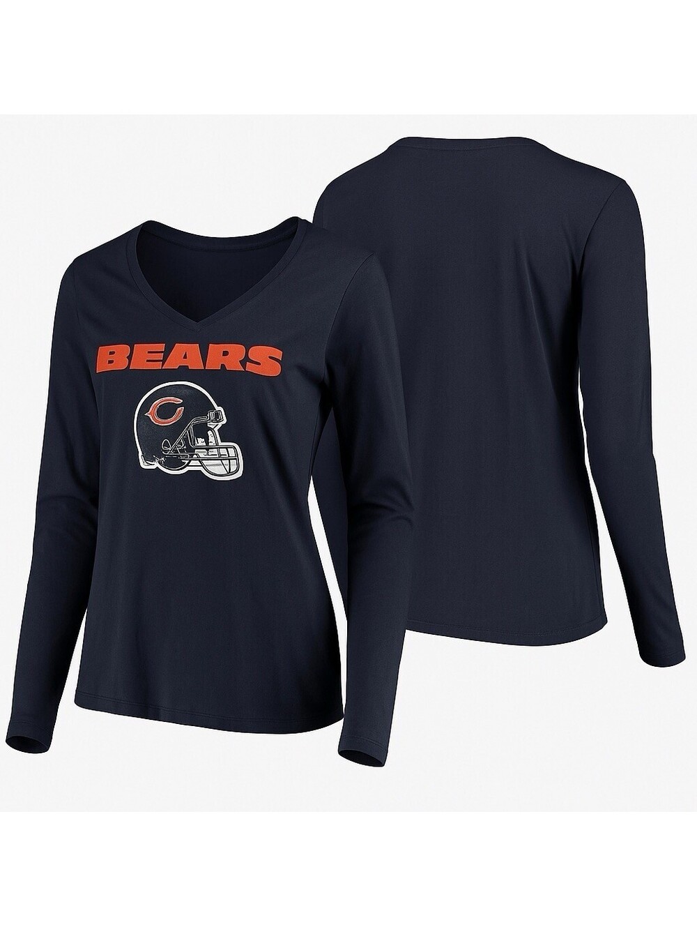 Chicago Bears Fanatics Womens Medium Navy Long Sleeve V-Neck T-Shirt
